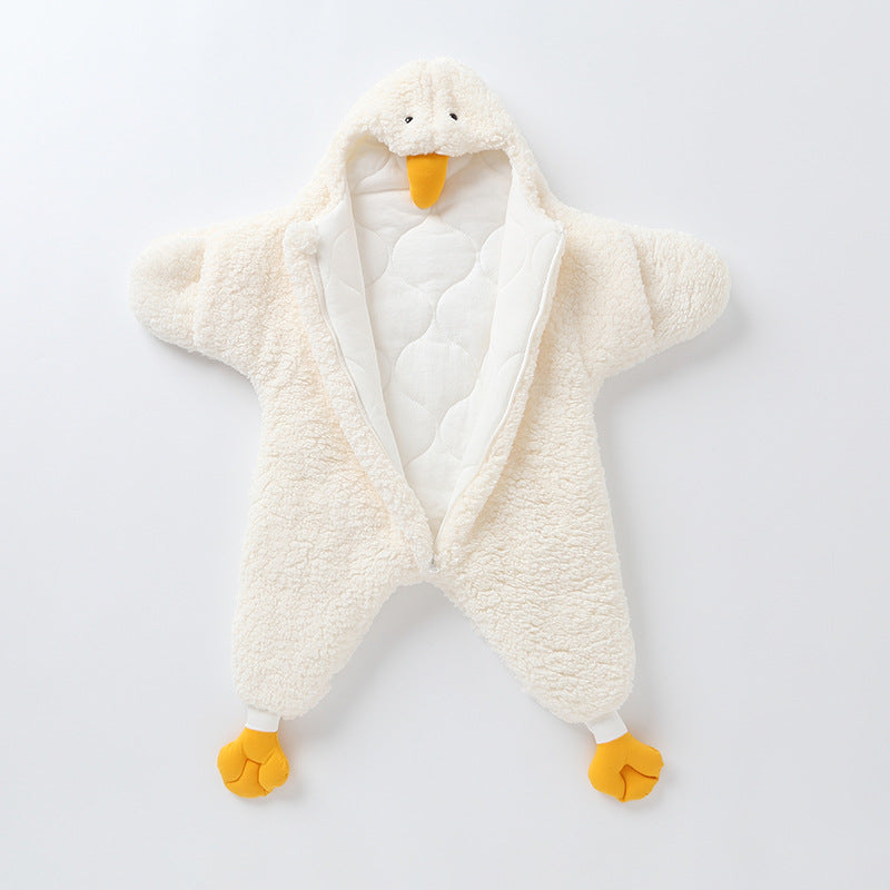 Little Yellow Duck Baby Wrapped with Lamb Fleece Thickened Newborn Baby Wrapped with Anti Startle Sleeping Bag for Newborn eprolo The Little Baby Brand