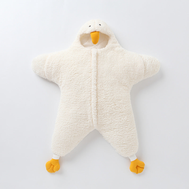 Little Yellow Duck Baby Wrapped with Lamb Fleece Thickened Newborn Baby Wrapped with Anti Startle Sleeping Bag for Newborn eprolo The Little Baby Brand