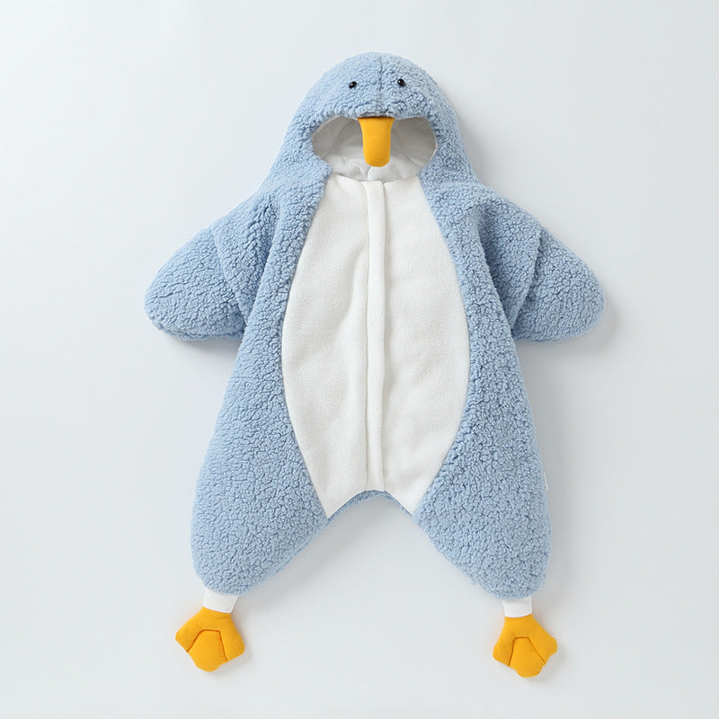 Little Yellow Duck Baby Wrapped with Lamb Fleece Thickened Newborn Baby Wrapped with Anti Startle Sleeping Bag for Newborn eprolo The Little Baby Brand