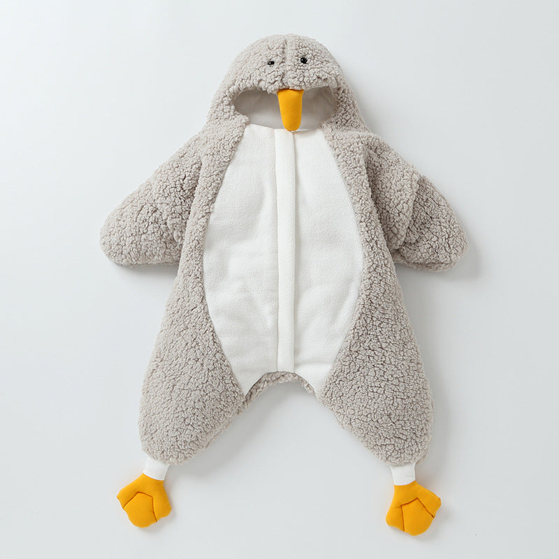 Little Yellow Duck Baby Wrapped with Lamb Fleece Thickened Newborn Baby Wrapped with Anti Startle Sleeping Bag for Newborn eprolo The Little Baby Brand