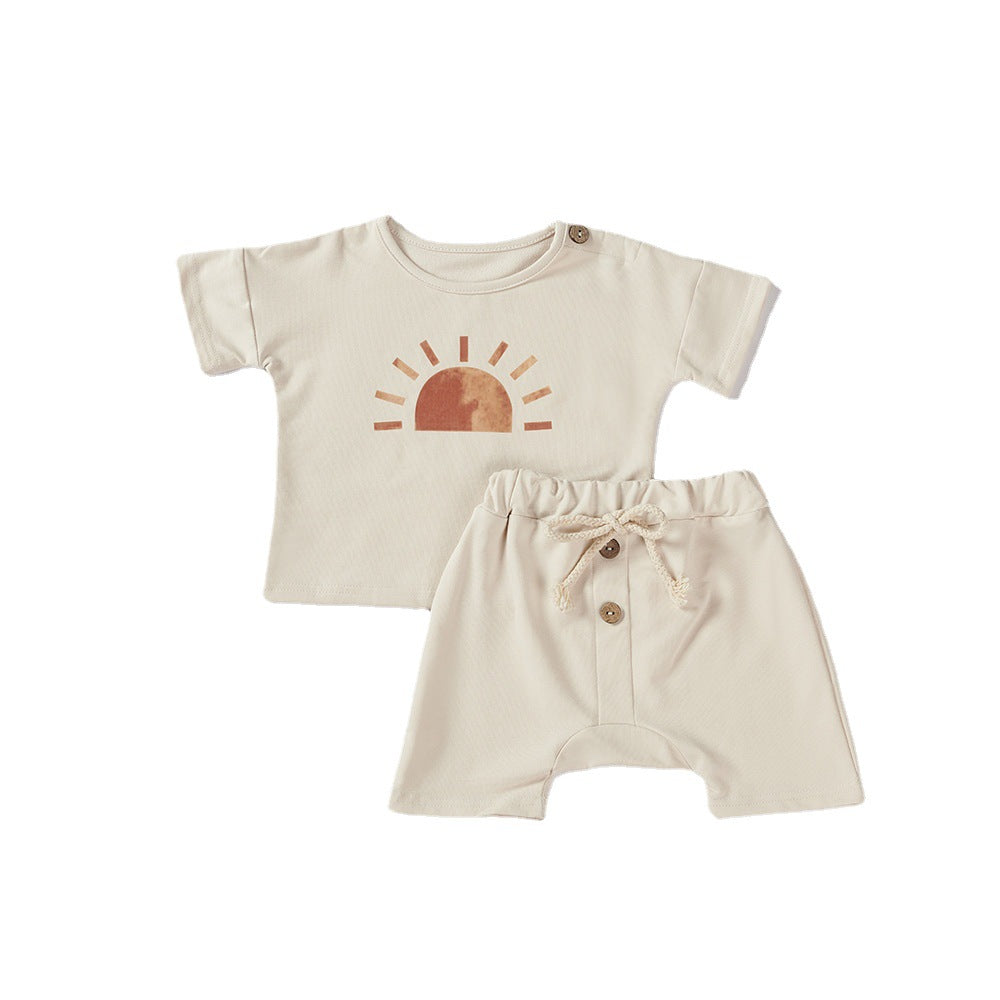 Ins Boys And Girls Ice Cream Sun Print Summer Cotton Suit Two-Piece Baby Loose Suit eprolo The Little Baby Brand