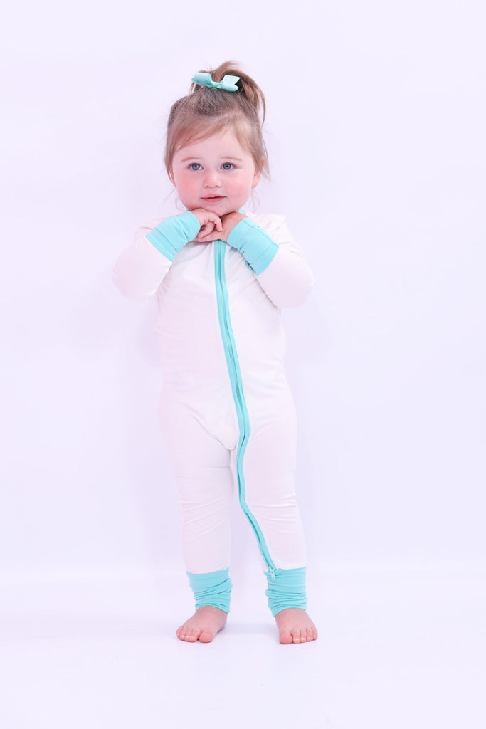 Baby Clothing Turquoise Breeze Bamboo Sleepeaz Sleepsuit Elivia James The Little Baby Brand