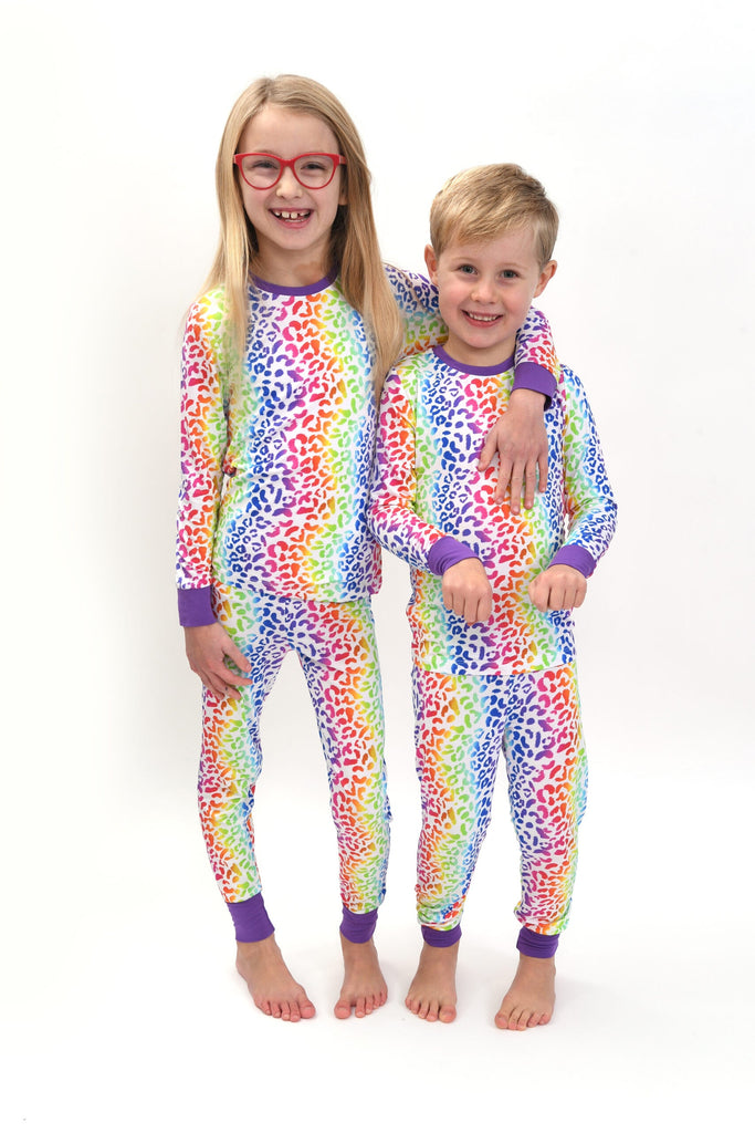 bamboo wear Rainbow Leopard- Children's Bamboo Playjay Pyjamas Elivia James The Little Baby Brand