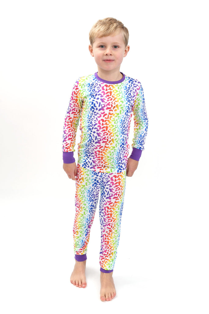 bamboo wear Rainbow Leopard- Children's Bamboo Playjay Pyjamas Elivia James The Little Baby Brand