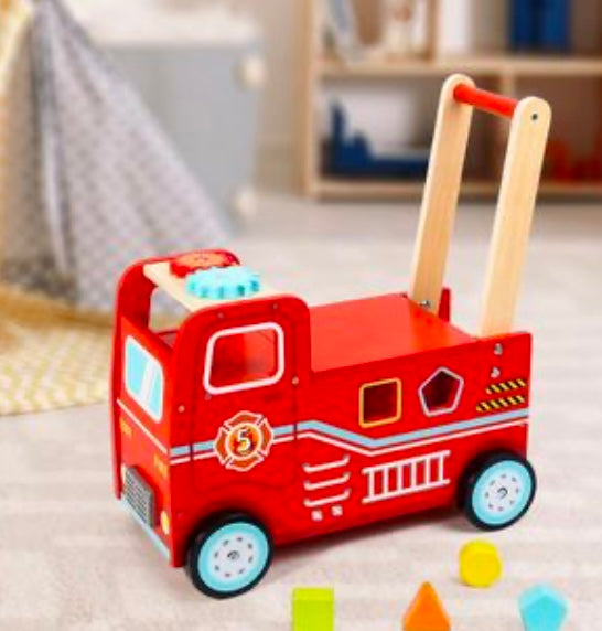 Wooden Toys Wooden Fire Engine Rider and Push Along Toy SOKA Play Imagine Learn The Little Baby Brand