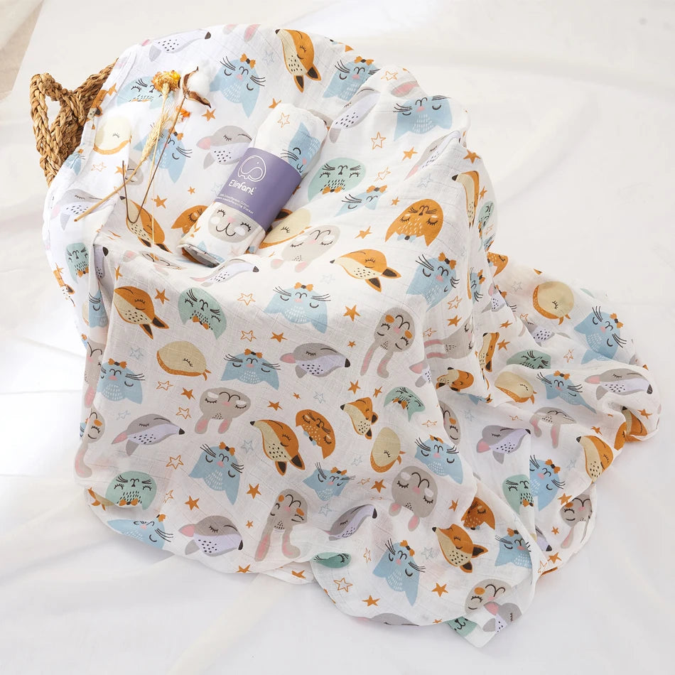 Elinfant 100% cotton 120*110cm 2 Layers Newborn Baby Bath Towel Wrap Muslin Swaddle Blankets Wholesale Dropshipping The Little Baby Brand The Little Baby Brand