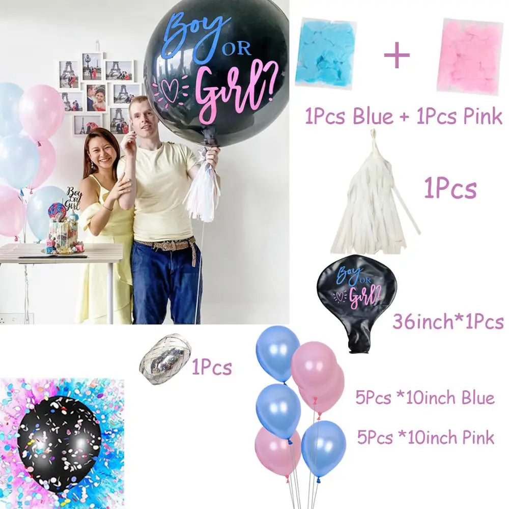 1 Set Giant Boy Or Girl Gender Reveal Black Latex Balloon Baby Shower Confetti Ballons Birthday Gender Reveal Party Decoration The Little Baby Brand The Little Baby Brand