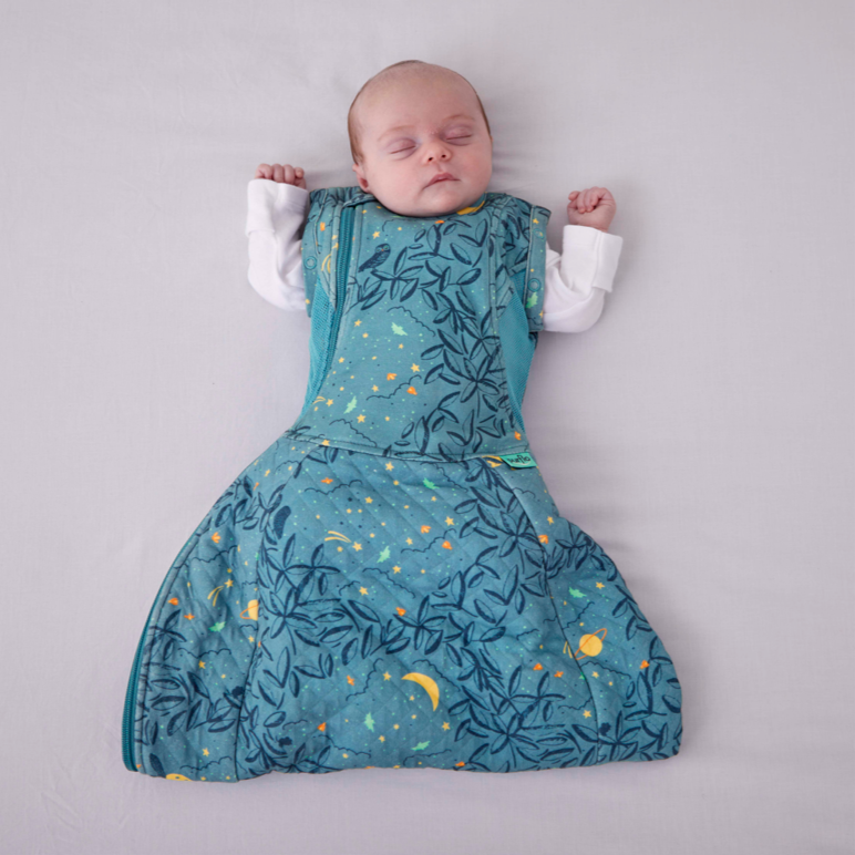 swaddle and Sleeping bag Purflo Swaddle To Sleep Bag 2.5Tog Stargazer Midnight 0-4M The Little Baby Brand The Little Baby Brand