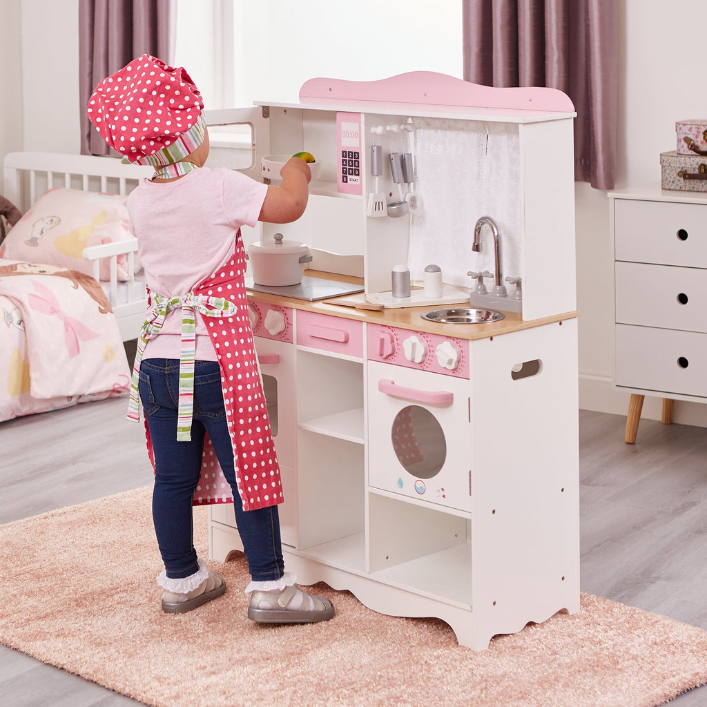 Toy Kitchens Kids Country Play Kitchen with 9 Wooden Accessories Liberty House Toys The Little Baby Brand