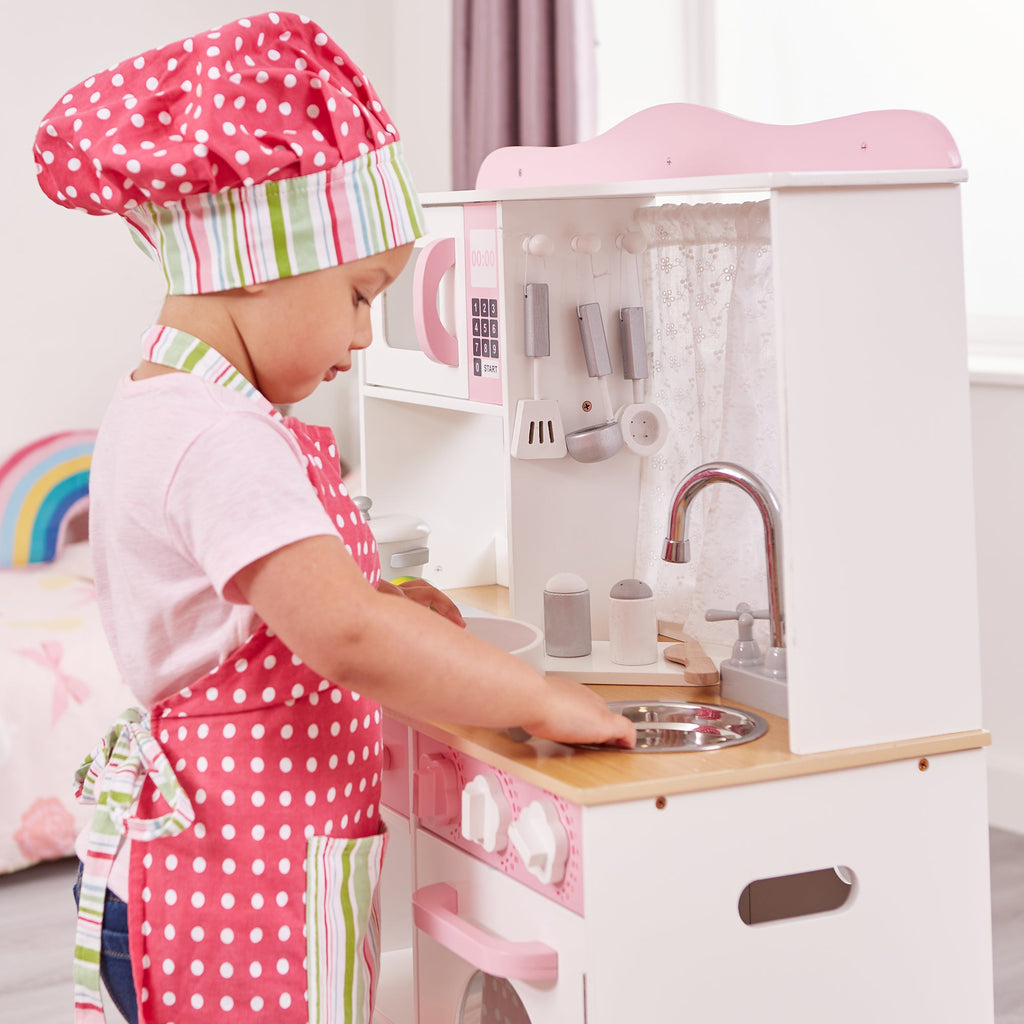 Toy Kitchens Kids Country Play Kitchen with 9 Wooden Accessories Liberty House Toys The Little Baby Brand