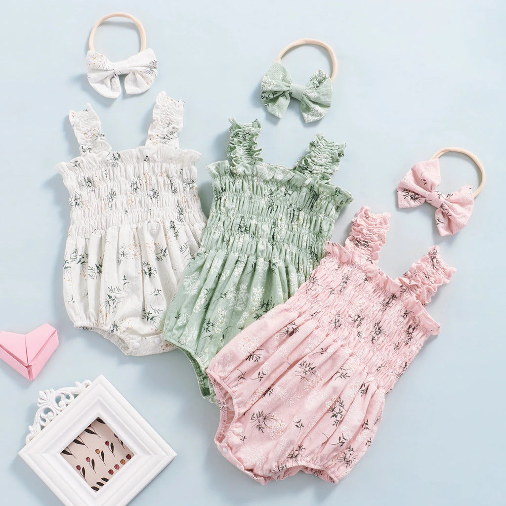 Baby Rompers Girls Sleeveless Baby Romper with Bow Set (Copy) The Little Baby Brand The Little Baby Brand