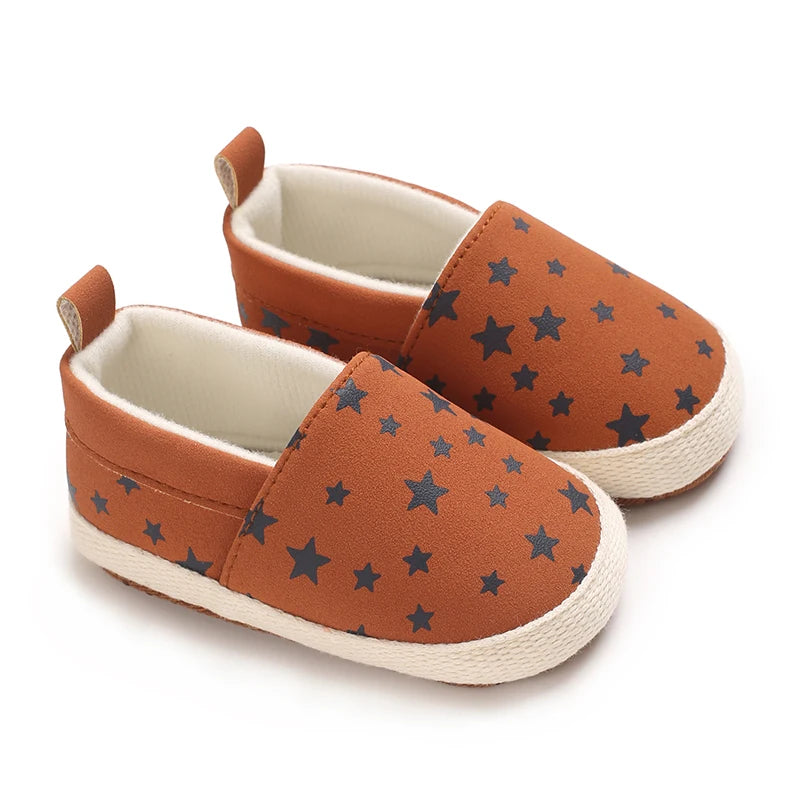 Fashionable Baby Boy Canvas Spring And Autumn Flat Shoes With Star Embellishment soft Sole 0-18M Newborn Soft Sole Anti Slip The Little Baby Brand The Little Baby Brand