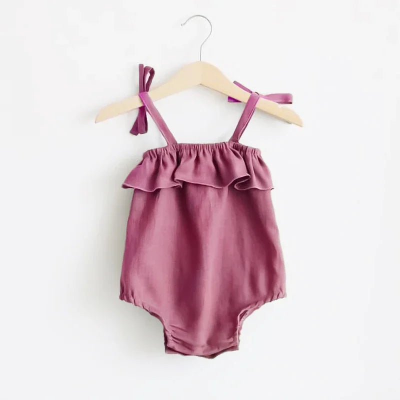 Summer Baby Girls Rompers Solid Cotton Infant Romper Ruffles Slip Strap Kids Playsuit Jumpsuits Onepiece Baby Clothes The Little Baby Brand The Little Baby Brand