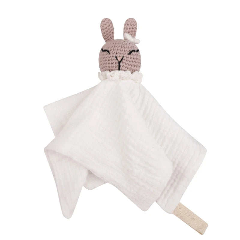 Cotton Gauze Baby Towel Crochet Bunny Rattle Doll Newborn Soothing Towel Baby Security Comforters Blanket Face Towel Washcloth The Little Baby Brand The Little Baby Brand