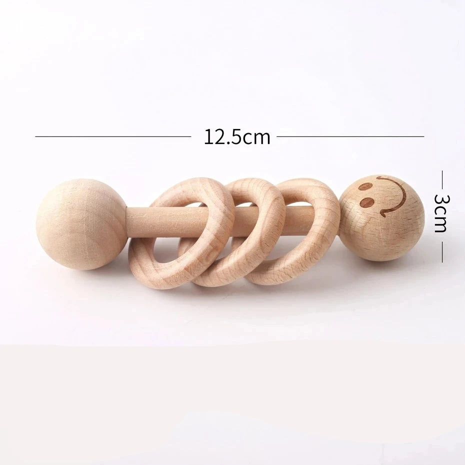 1Set Baby Toys Music Rattle Wood Crochet Bead Bracelet Wooden Rodent Chew Play Gym Montessori Baby Teether Products Newborn Gift The Little Baby Brand The Little Baby Brand