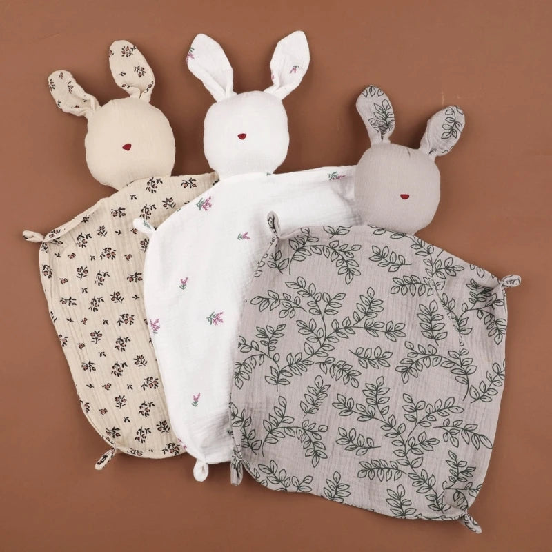 Cute Baby Rattle Bunny Muslin Towel Newborn Soft Cotton Sleeping Dolls Burp Soothing Cloth Blanket Educational Plush Rabbit The Little Baby Brand The Little Baby Brand