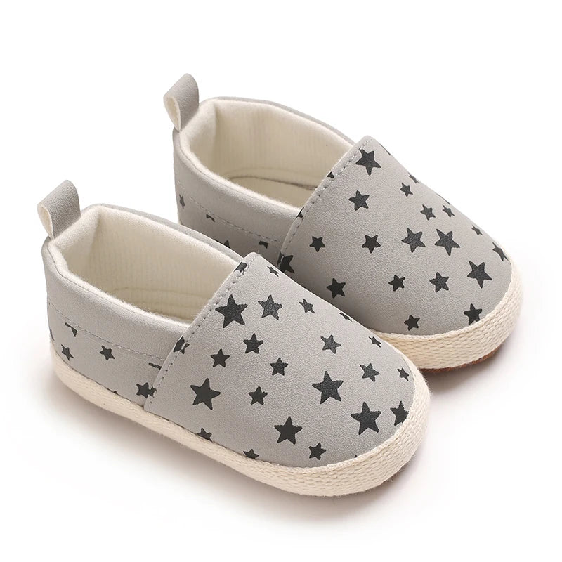 Fashionable Baby Boy Canvas Spring And Autumn Flat Shoes With Star Embellishment soft Sole 0-18M Newborn Soft Sole Anti Slip The Little Baby Brand The Little Baby Brand