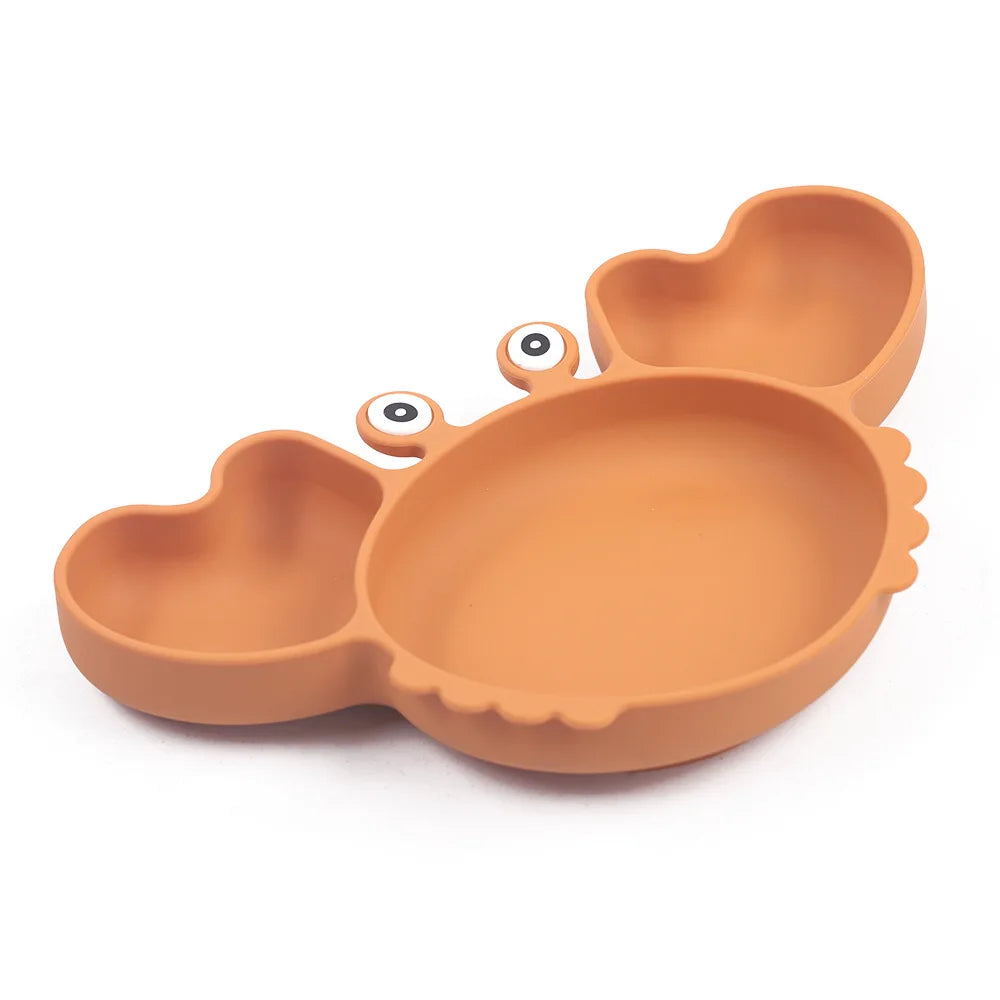 9Pcs Baby Silicone Non-Slip Suction Bowl Plate Spoon Waterproof Bib Cup Set Baby Crab Dishes Food Feeding Bowl for Kids BPA Free The Little Baby Brand The Little Baby Brand