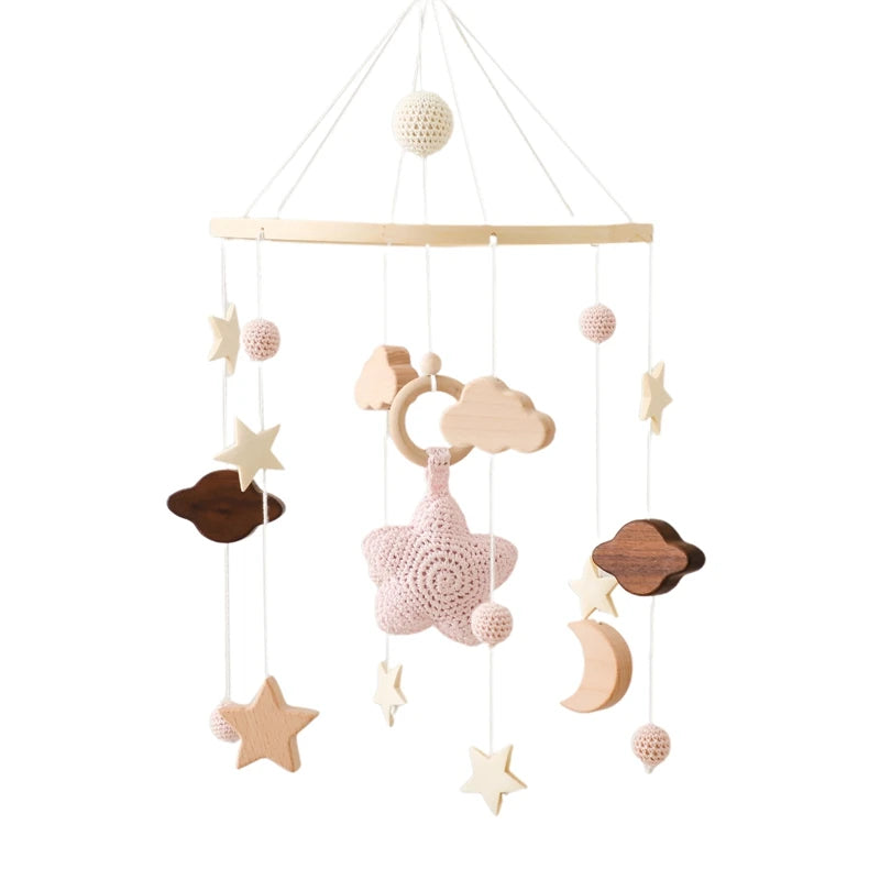 Crib Mobile Bed Bell Wooden Baby Rattles Soft Felt Cartoon Animal Bed Bell Newborn Music Box Hanging Toy Crib Bracket Baby Gifts The Little Baby Brand The Little Baby Brand