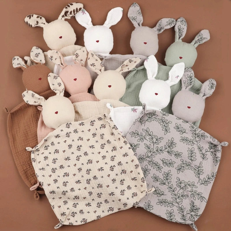 Cute Baby Rattle Bunny Muslin Towel Newborn Soft Cotton Sleeping Dolls Burp Soothing Cloth Blanket Educational Plush Rabbit The Little Baby Brand The Little Baby Brand