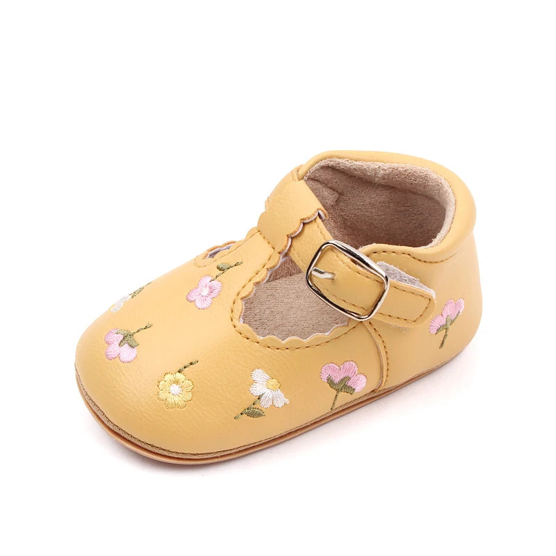 Baby Anti-Slip Breathable Sandal, Soft PU, TPR Sole, Spring and Autumn Shoes, Embroidery Flower, New Fashion, 2023 The Little Baby Brand The Little Baby Brand