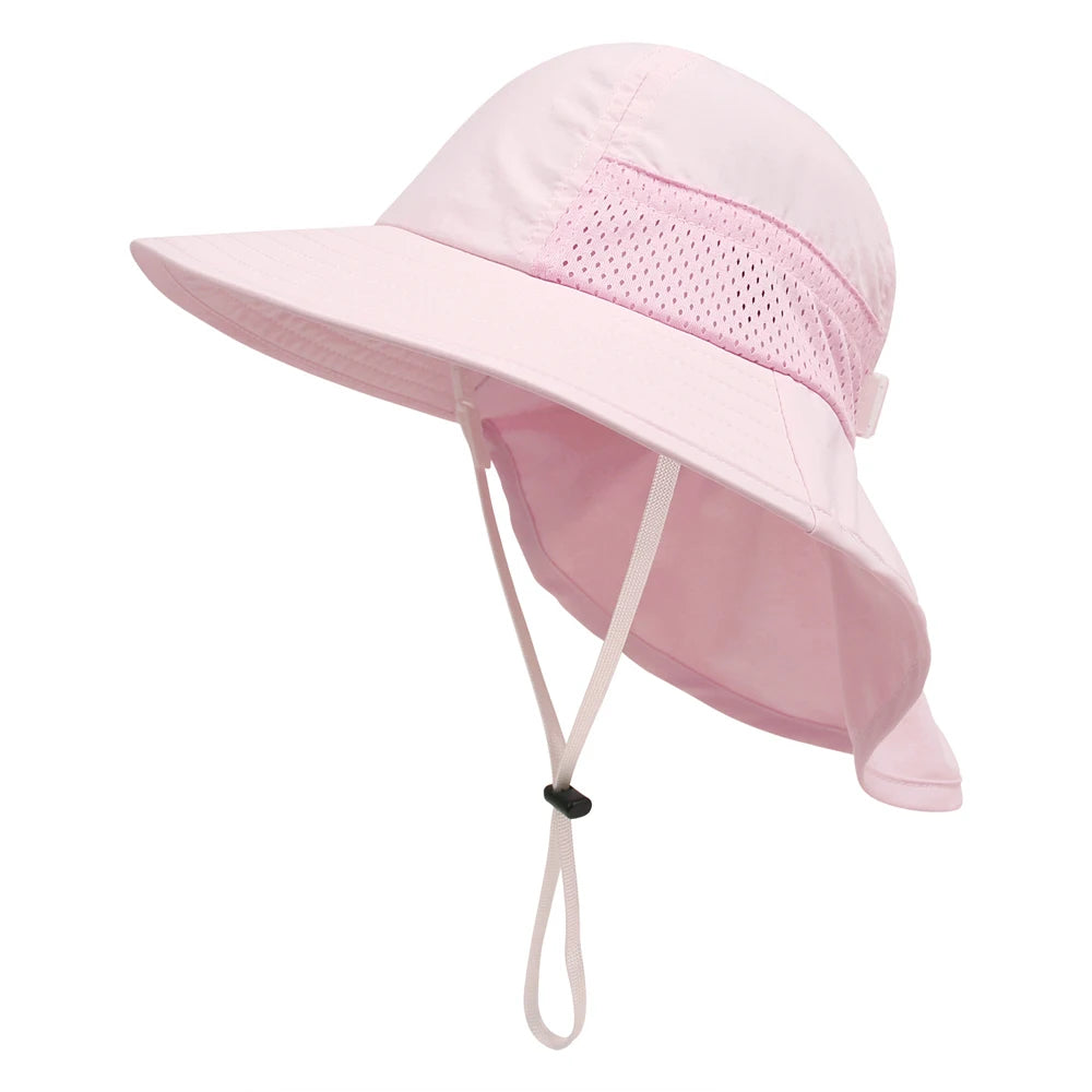 Spring Summer Baby Hat Beach Sun Protection Neck Kids Bucket Hats for Girls Boys Adjustable Children Cap Baby Accessories 6M-6Y The Little Baby Brand The Little Baby Brand