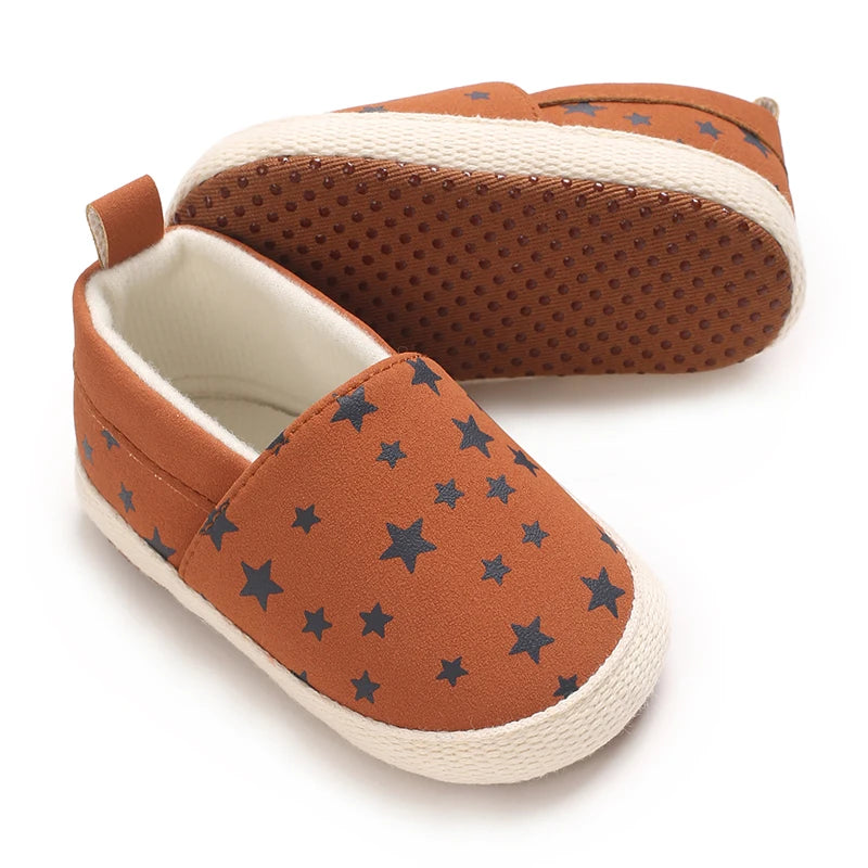 Fashionable Baby Boy Canvas Spring And Autumn Flat Shoes With Star Embellishment soft Sole 0-18M Newborn Soft Sole Anti Slip The Little Baby Brand The Little Baby Brand