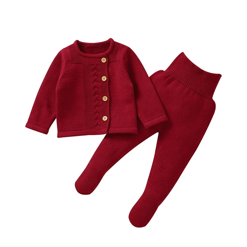 Baby Clothes Set Knit Fashion Solid Warm Infant Sweater Trousers Leggings Autumn Newborn Girl Boy Long Sleeve Pullover Pants 2PC The Little Baby Brand The Little Baby Brand