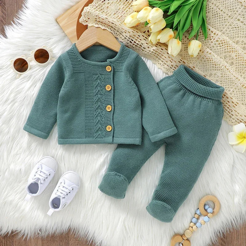 Baby Clothes Set Knit Fashion Solid Warm Infant Sweater Trousers Leggings Autumn Newborn Girl Boy Long Sleeve Pullover Pants 2PC The Little Baby Brand The Little Baby Brand