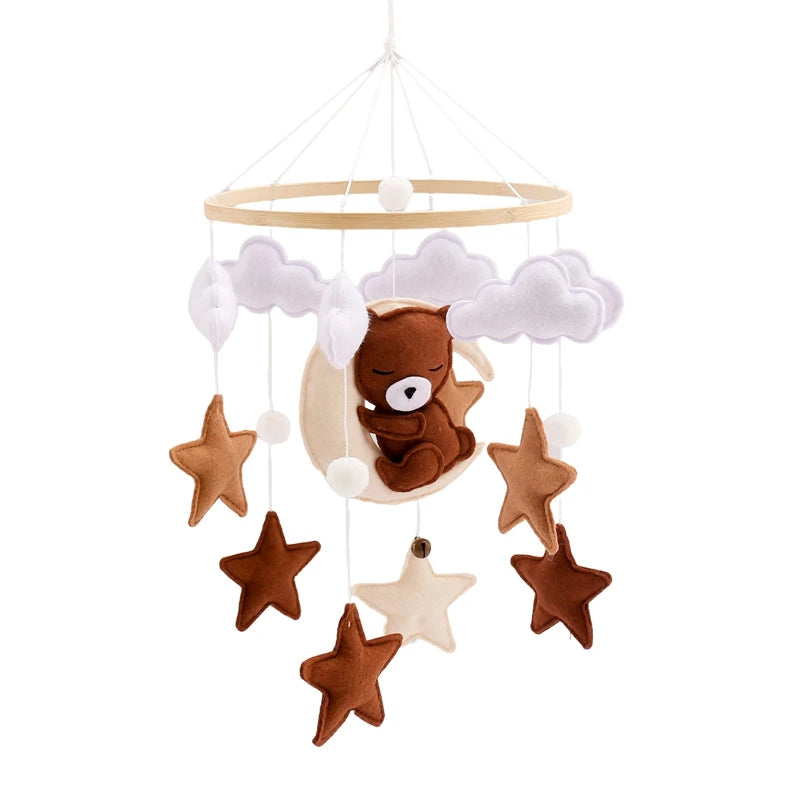 Crib Mobile Bed Bell Wooden Baby Rattles Soft Felt Cartoon Animal Bed Bell Newborn Music Box Hanging Toy Crib Bracket Baby Gifts The Little Baby Brand The Little Baby Brand