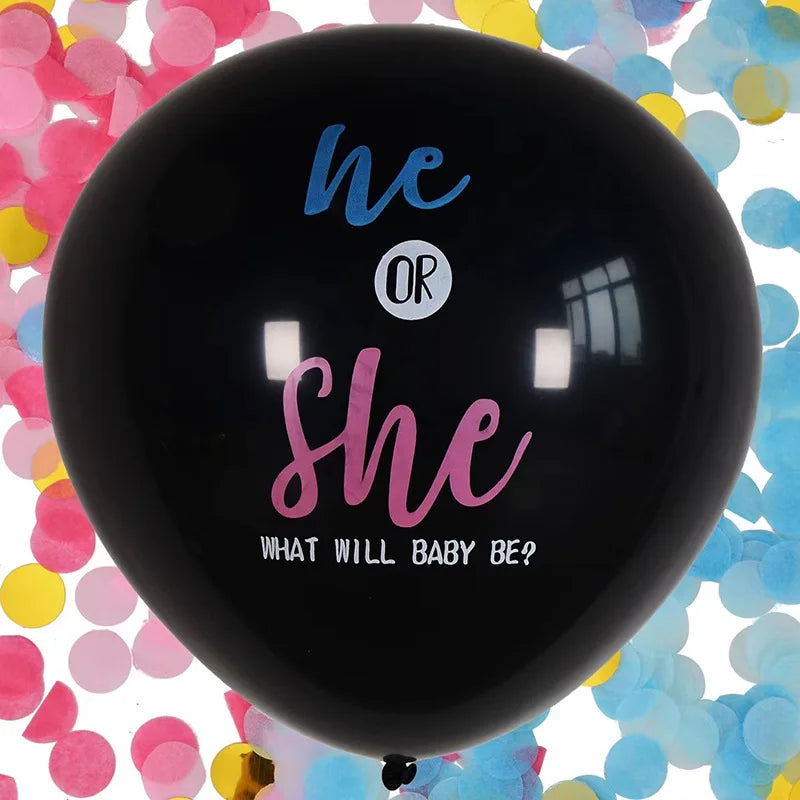 1 Set Giant Boy Or Girl Gender Reveal Black Latex Balloon Baby Shower Confetti Ballons Birthday Gender Reveal Party Decoration The Little Baby Brand The Little Baby Brand