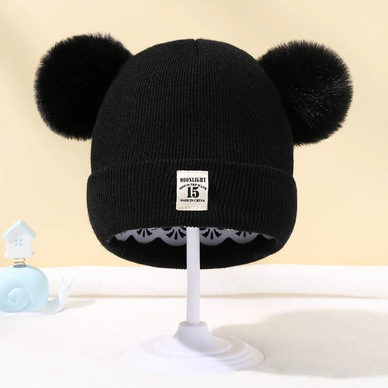 Autumn Winter Baby Warm Knitted Hats With Pom Kids Knit Beanie Hat Solid Color Children Hat For Boys Girls Accessories The Little Baby Brand The Little Baby Brand