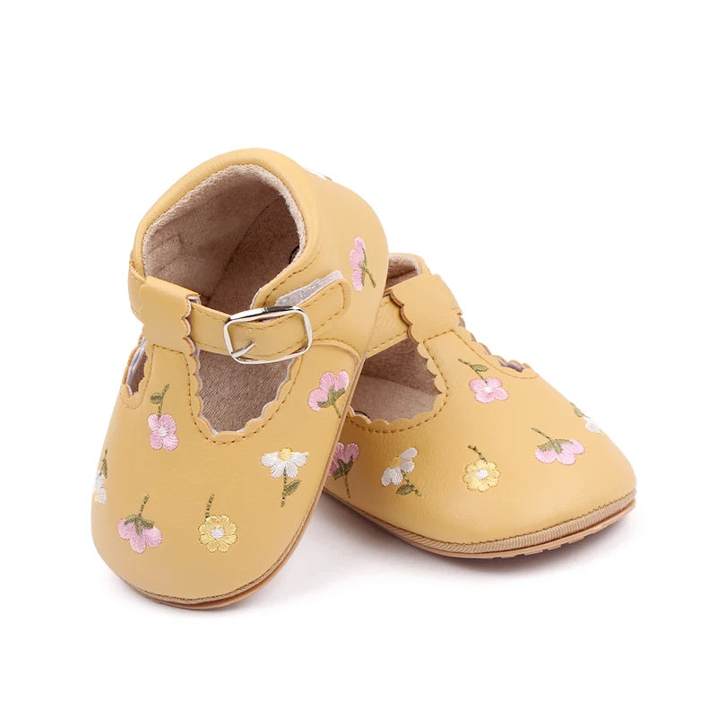 Baby Anti-Slip Breathable Sandal, Soft PU, TPR Sole, Spring and Autumn Shoes, Embroidery Flower, New Fashion, 2023 The Little Baby Brand The Little Baby Brand