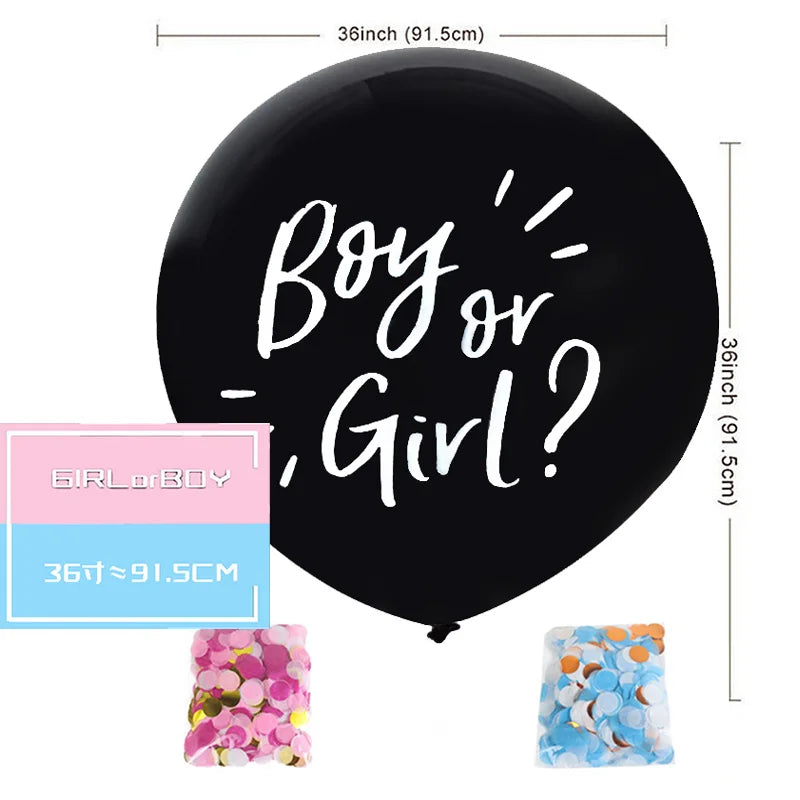 1 Set Giant Boy Or Girl Gender Reveal Black Latex Balloon Baby Shower Confetti Ballons Birthday Gender Reveal Party Decoration The Little Baby Brand The Little Baby Brand