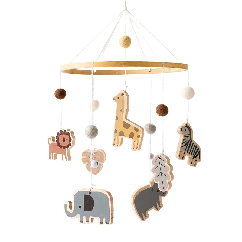 Crib Mobile Bed Bell Wooden Baby Rattles Soft Felt Cartoon Animal Bed Bell Newborn Music Box Hanging Toy Crib Bracket Baby Gifts The Little Baby Brand The Little Baby Brand