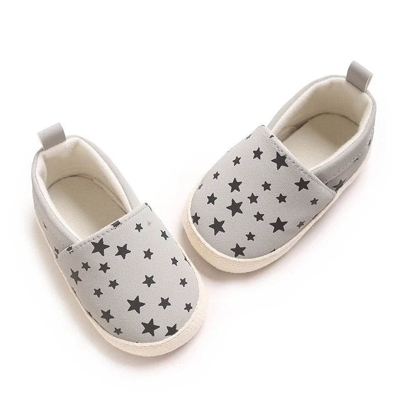 Fashionable Baby Boy Canvas Spring And Autumn Flat Shoes With Star Embellishment soft Sole 0-18M Newborn Soft Sole Anti Slip The Little Baby Brand The Little Baby Brand