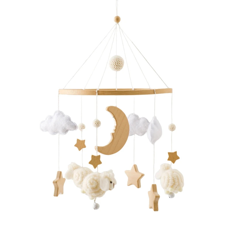 Crib Mobile Bed Bell Wooden Baby Rattles Soft Felt Cartoon Animal Bed Bell Newborn Music Box Hanging Toy Crib Bracket Baby Gifts The Little Baby Brand The Little Baby Brand