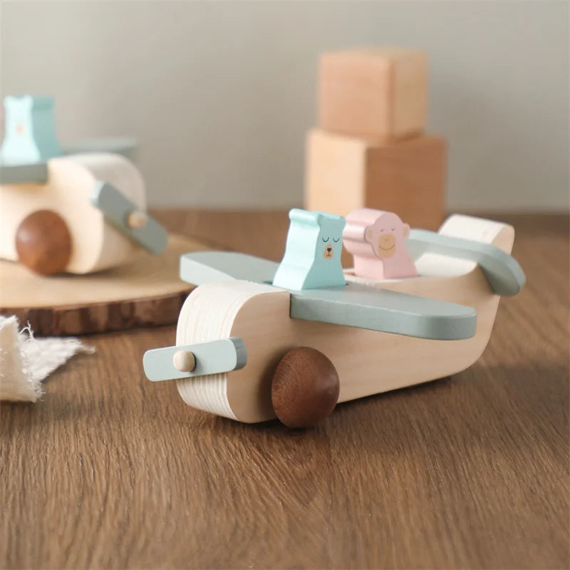 Baby Wooden Building Blocks Aircraft Manned Model Toys Montessori Education Wood Adornment Toys Baby Blocks Toys Birthday Gifts The Little Baby Brand The Little Baby Brand