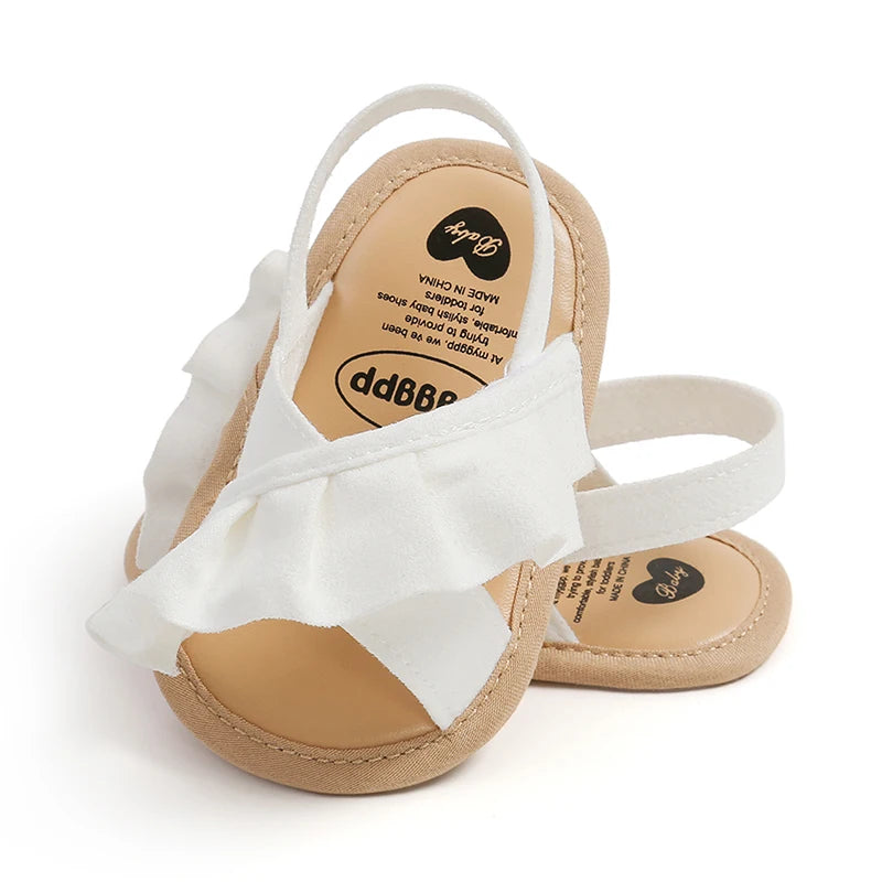 EWODOS Baby Girl Summer Sandals Cute Ruffle Flats Non-Slip Soft Sole Infant Babies Kids First Walkers Clogs Suede Sandals The Little Baby Brand The Little Baby Brand