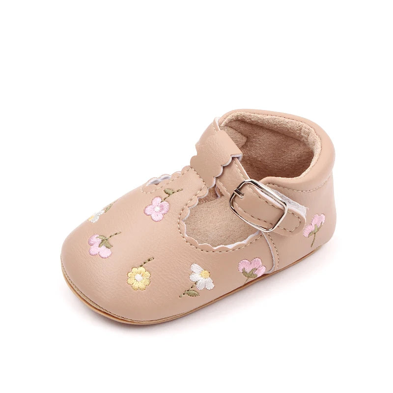 Baby Anti-Slip Breathable Sandal, Soft PU, TPR Sole, Spring and Autumn Shoes, Embroidery Flower, New Fashion, 2023 The Little Baby Brand The Little Baby Brand