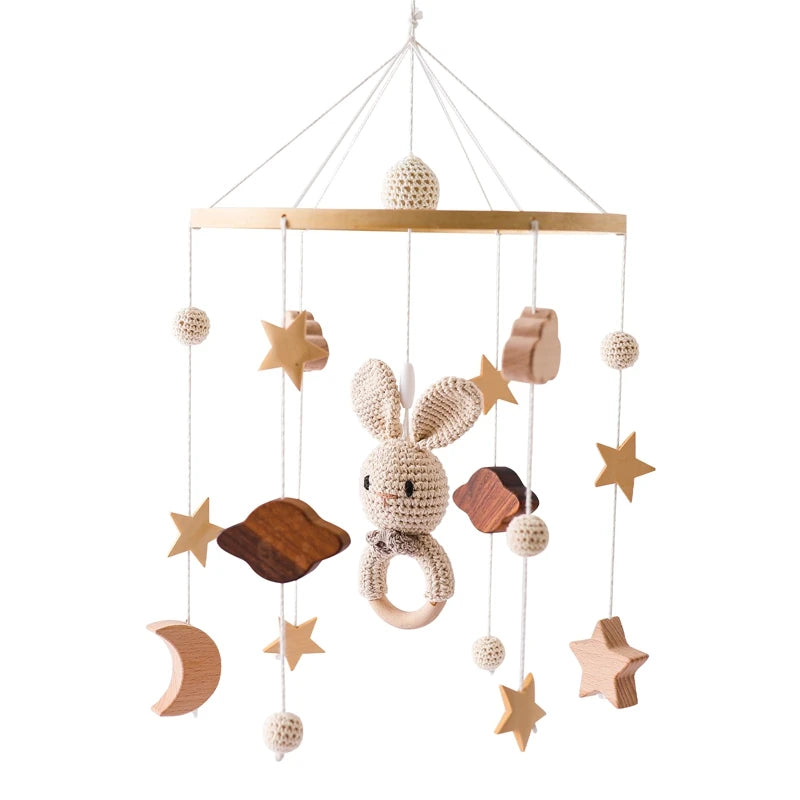 Crib Mobile Bed Bell Wooden Baby Rattles Soft Felt Cartoon Animal Bed Bell Newborn Music Box Hanging Toy Crib Bracket Baby Gifts The Little Baby Brand The Little Baby Brand