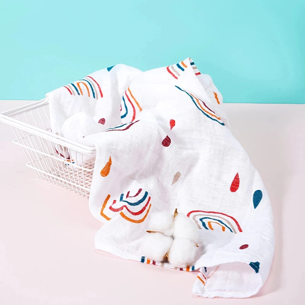 Elinfant 5pcs Gift Set Bamboo Cotton Muslin Bib Burp Cloth 100% Cotton 60*60cm 2 Layers Baby Scarf Handkerchief The Little Baby Brand The Little Baby Brand