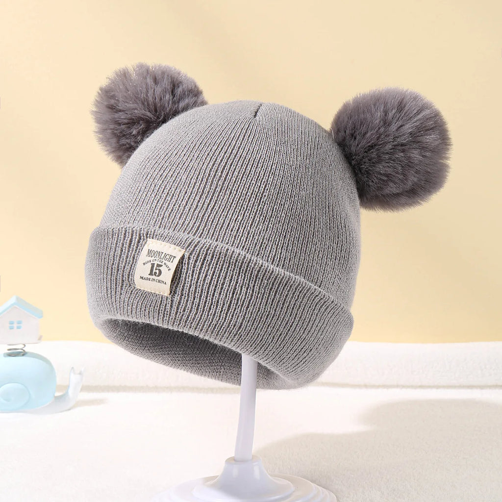 Autumn Winter Baby Warm Knitted Hats With Pom Kids Knit Beanie Hat Solid Color Children Hat For Boys Girls Accessories The Little Baby Brand The Little Baby Brand