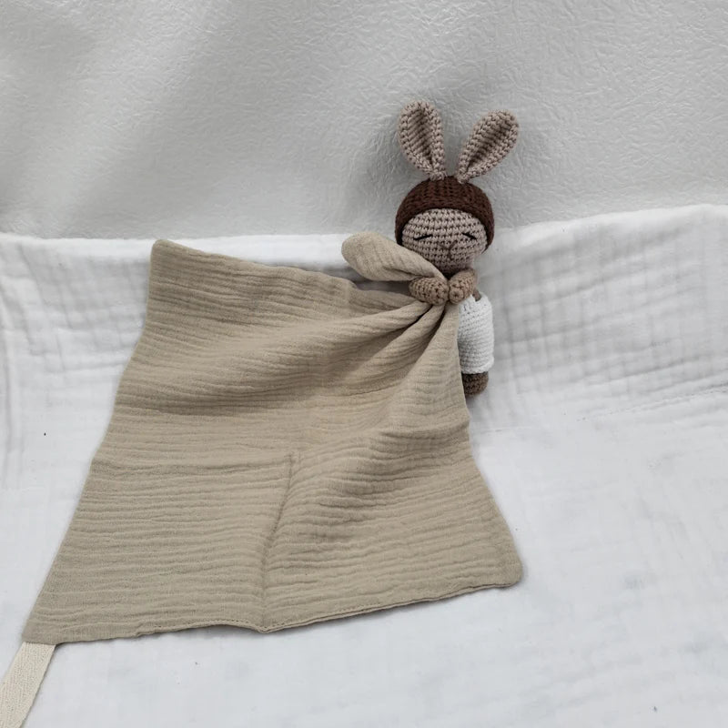 Baby Teething Towel Feeding Bib Soft Security Blanket Cotton Burping Cloth Infant Shower Gift Knitted Bunny Sleep Toy Doudou The Little Baby Brand The Little Baby Brand