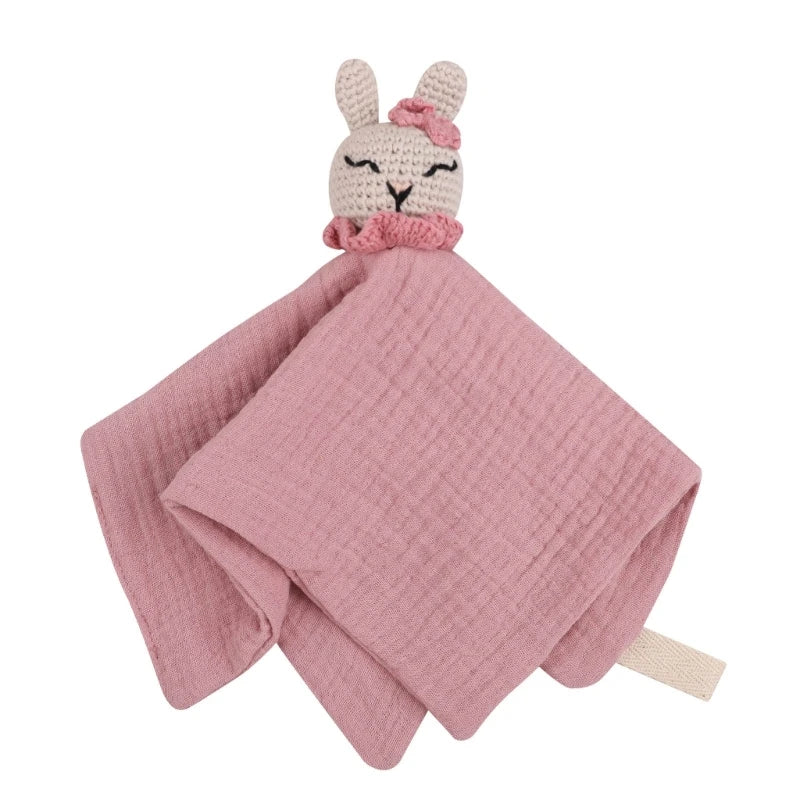 Cotton Gauze Baby Towel Crochet Bunny Rattle Doll Newborn Soothing Towel Baby Security Comforters Blanket Face Towel Washcloth The Little Baby Brand The Little Baby Brand