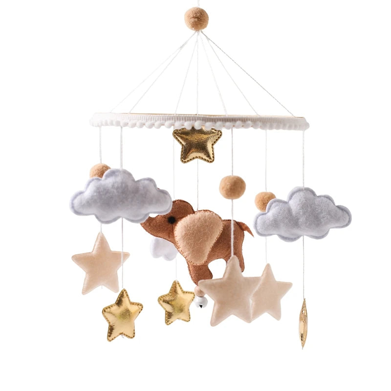 Crib Mobile Bed Bell Wooden Baby Rattles Soft Felt Cartoon Animal Bed Bell Newborn Music Box Hanging Toy Crib Bracket Baby Gifts The Little Baby Brand The Little Baby Brand