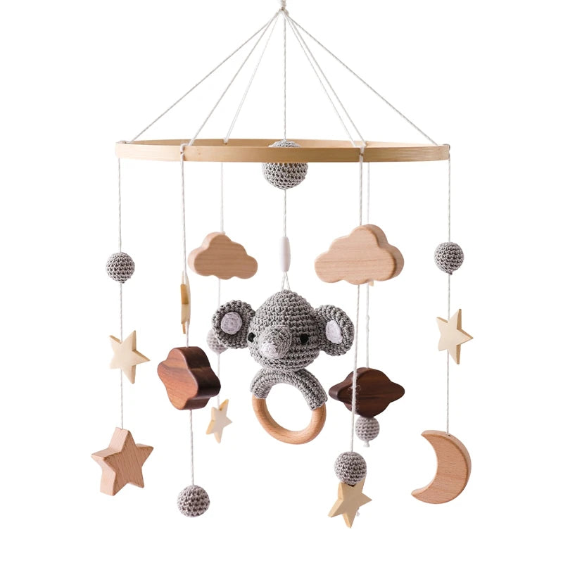 Crib Mobile Bed Bell Wooden Baby Rattles Soft Felt Cartoon Animal Bed Bell Newborn Music Box Hanging Toy Crib Bracket Baby Gifts The Little Baby Brand The Little Baby Brand