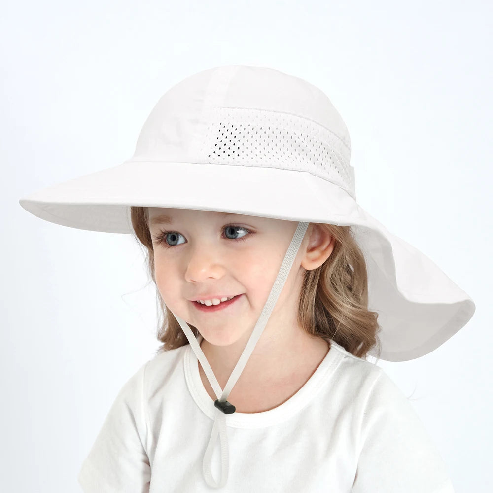 Spring Summer Baby Hat Beach Sun Protection Neck Kids Bucket Hats for Girls Boys Adjustable Children Cap Baby Accessories 6M-6Y The Little Baby Brand The Little Baby Brand