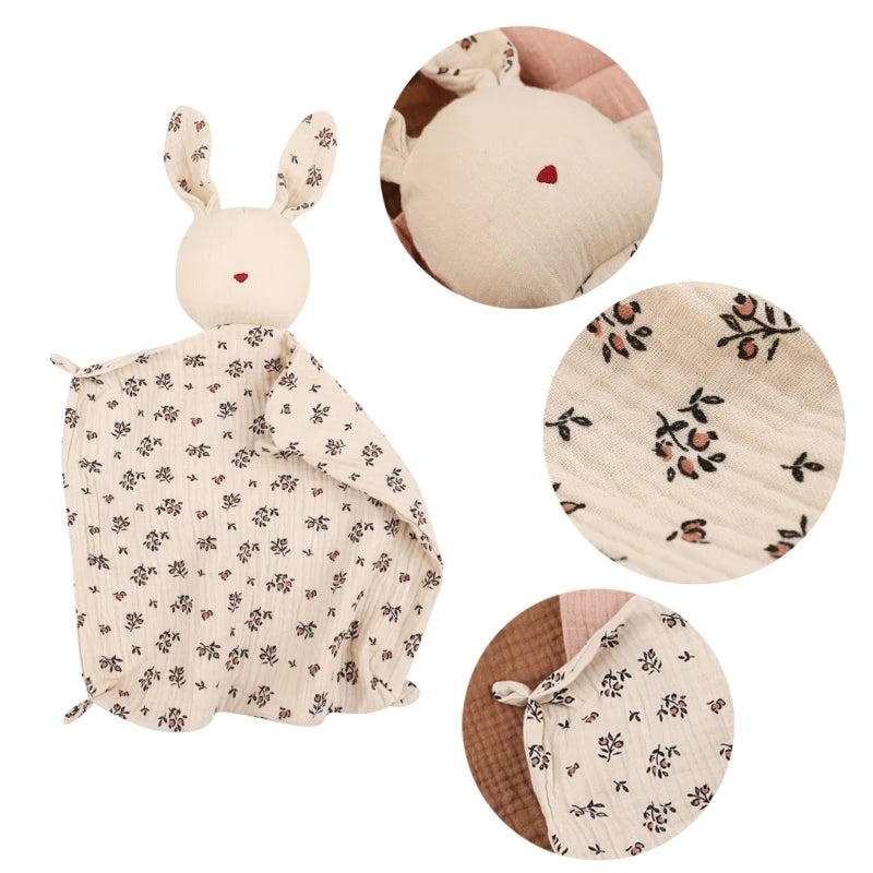 Cute Baby Rattle Bunny Muslin Towel Newborn Soft Cotton Sleeping Dolls Burp Soothing Cloth Blanket Educational Plush Rabbit The Little Baby Brand The Little Baby Brand