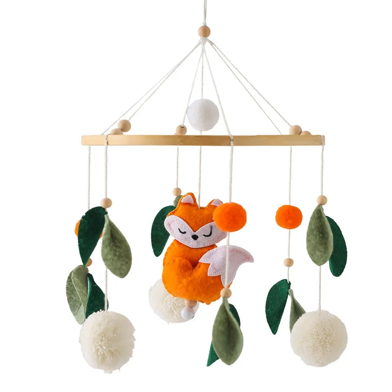 Crib Mobile Bed Bell Wooden Baby Rattles Soft Felt Cartoon Animal Bed Bell Newborn Music Box Hanging Toy Crib Bracket Baby Gifts The Little Baby Brand The Little Baby Brand